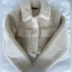 Faux Sherpa crop jacket